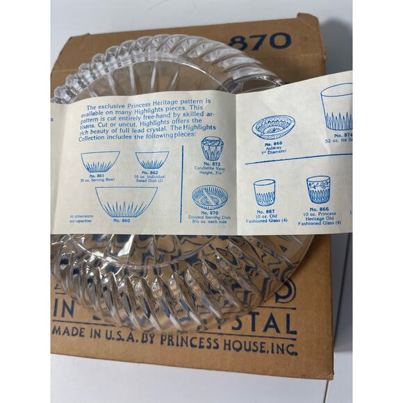 Vintage Princess House Highlights Lead Crystal Serving Dish # 870 - with Box - Picture 7 of 7
